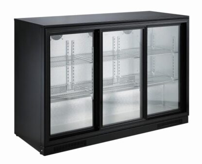 Backbar - Barkøleskab - Sort - 3 skydedøre - 298 liter - Combisteel