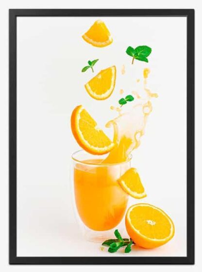 Appelsin Juice Splash | Køkkenplakat - 21x30 cm (A4) - Køkkenshop