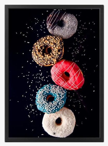 Farvede Donuts | Køkkenplakat - 21x30 cm (A4) - Køkkenshop