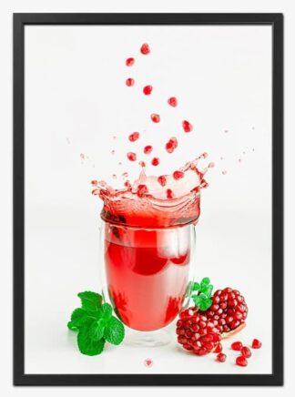 Granatæble Juice Splash | Køkkenplakat - 21x30 cm (A4) - Køkkenshop