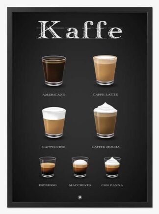 Kaffe Menu | Køkkenplakat - 21x30 cm (A4) - Køkkenshop